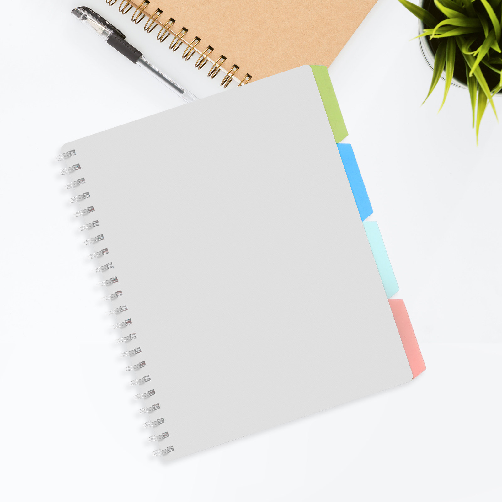 Tab Divider A4 - 4 Sets Robuste Kunststoff-Notizblock-Trennblätter mit Registerkarten,