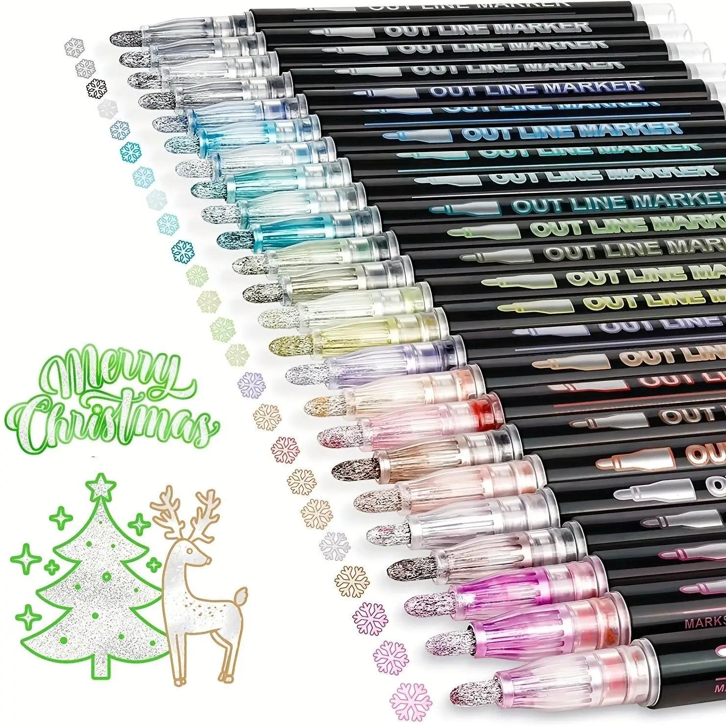 Correction Pen Fine - Doppelspitzen-Metallic-Kunststifte mit Selbstkonturierung, Pinsel- und Feinspitzen,
