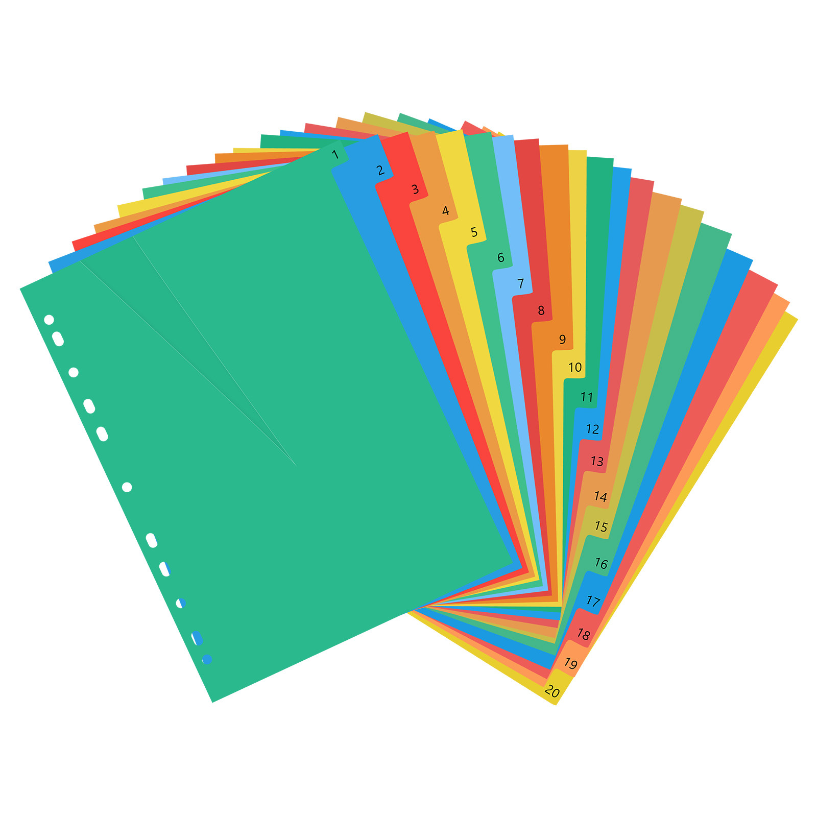 20-seitige, farbcodierte Kunst – Tab Divider A4 Bewertung und Preis